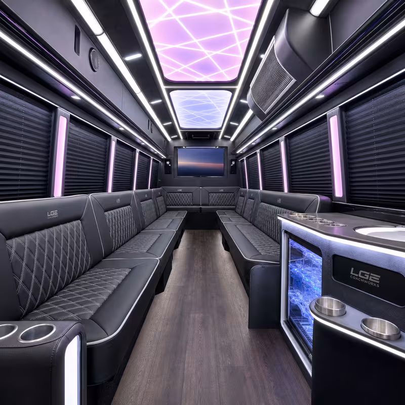 15 Passenger Party Bus Interior