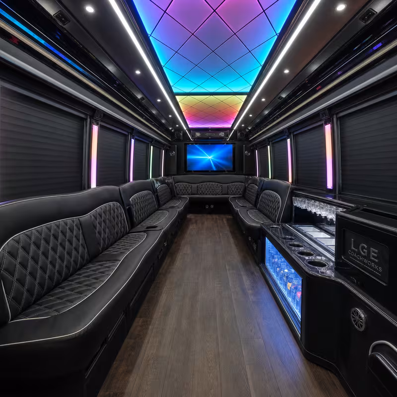 18 Passenger Party Bus Interior