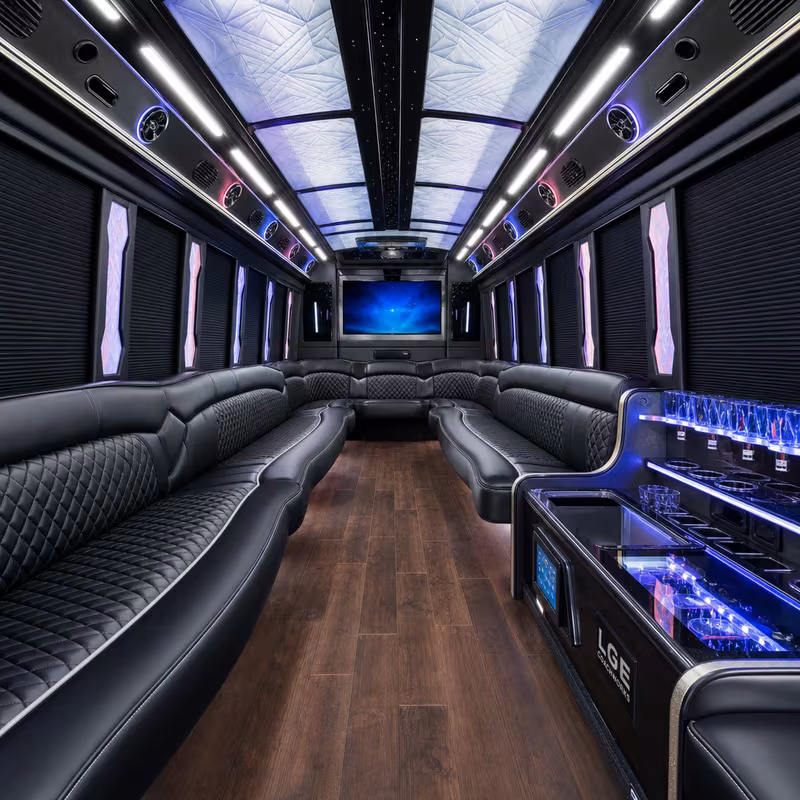 18 Passenger Party Bus Interior
