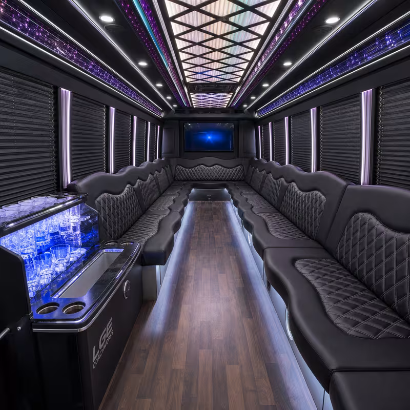 20 Passenger Party Bus Interior