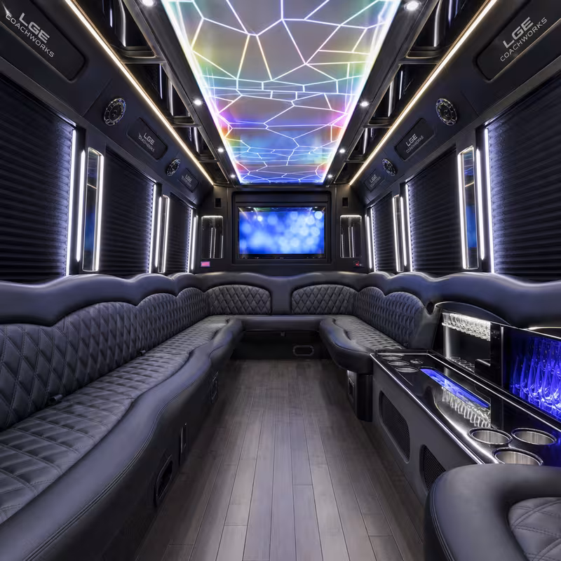28 Passenger Party Bus Interior