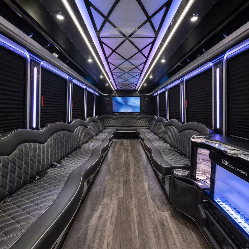 28 Passenger Party Bus Interior