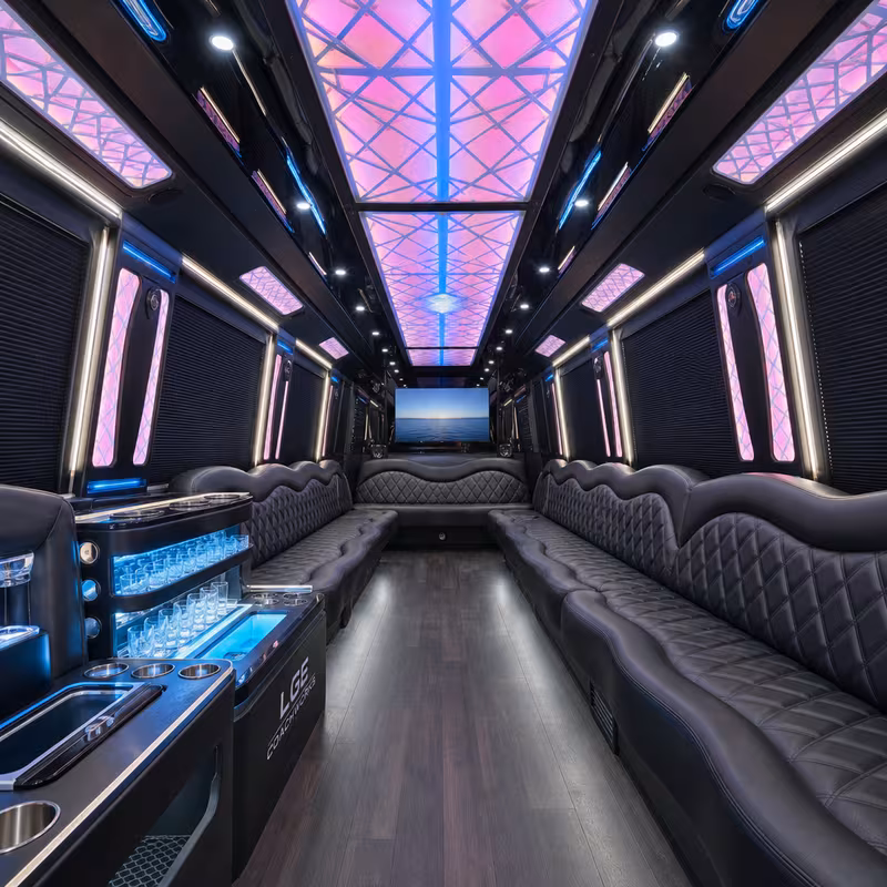 40 Passenger Party Bus Interior