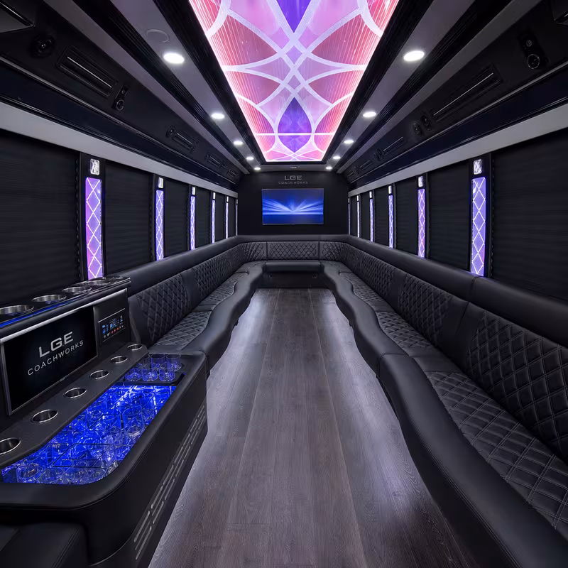 50 Passenger Party Bus Interior