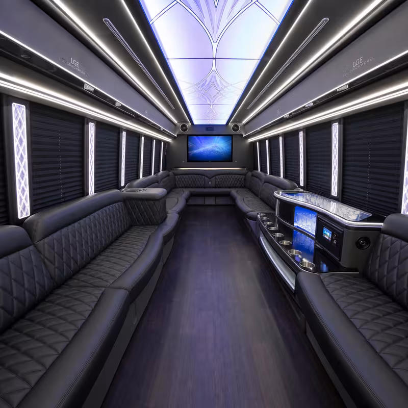 50 Passenger Party Bus Interior