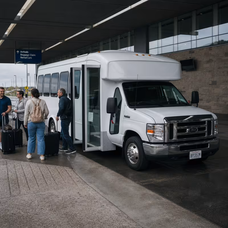Black Mercedes Sprinter van staged for an Rochester Airport Transportation group
