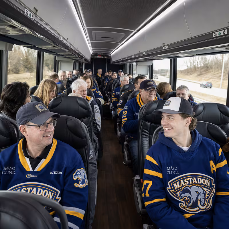 Passenger seating aboard a Rochester party bus rental