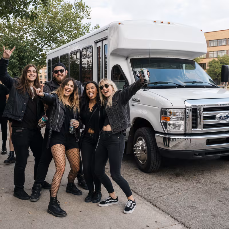 Black Mercedes Sprinter van staged for an Rochester Concert Transportation group