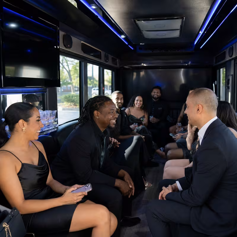 Black Mercedes Sprinter van staged for an Rochester Private Event Transportation group