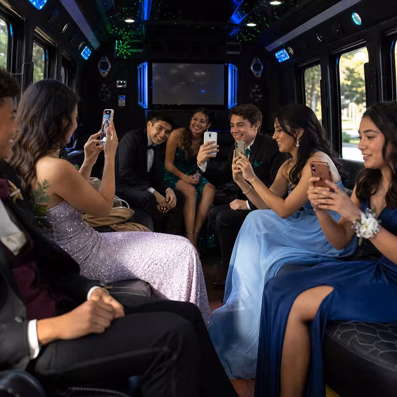 Black Mercedes Sprinter van staged for an Rochester Prom & Homecoming Transportation group