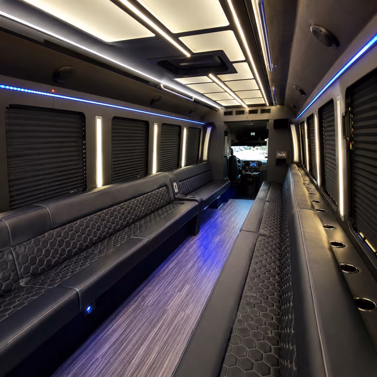 Rochester Birthday, Sweet 16, & Quinceañera Transportation party bus interior