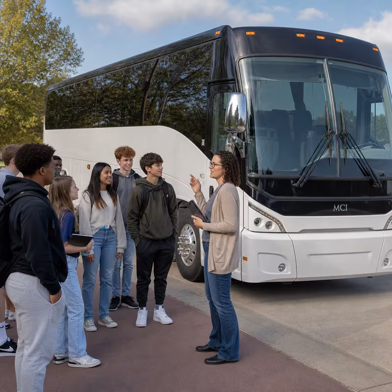 Black Mercedes Sprinter van staged for an Rochester School Transportation group
